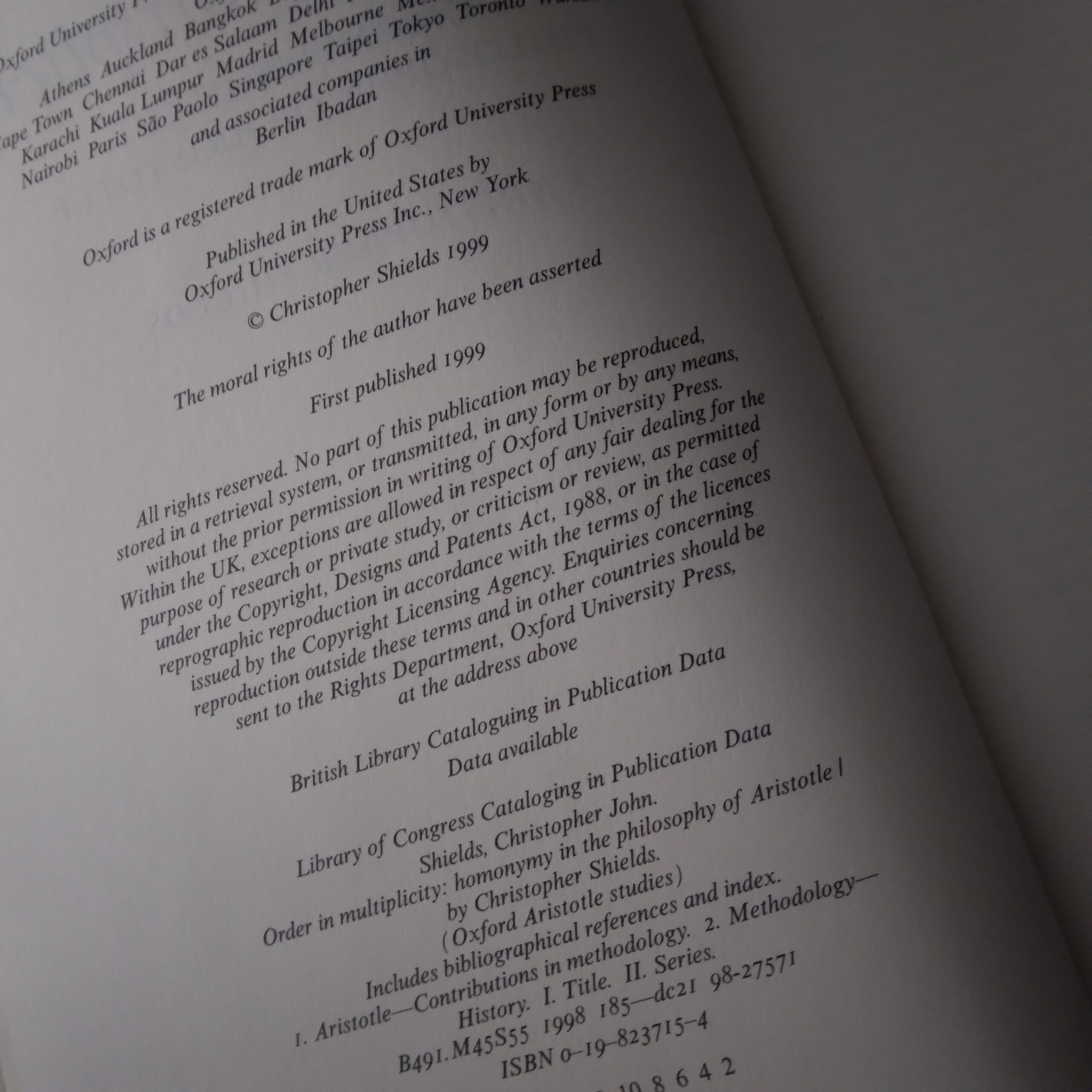 Order in Multiplicity: Homonymy in the Philosophy of Aristotle / Christopher Shields (Oxford) - Image 2