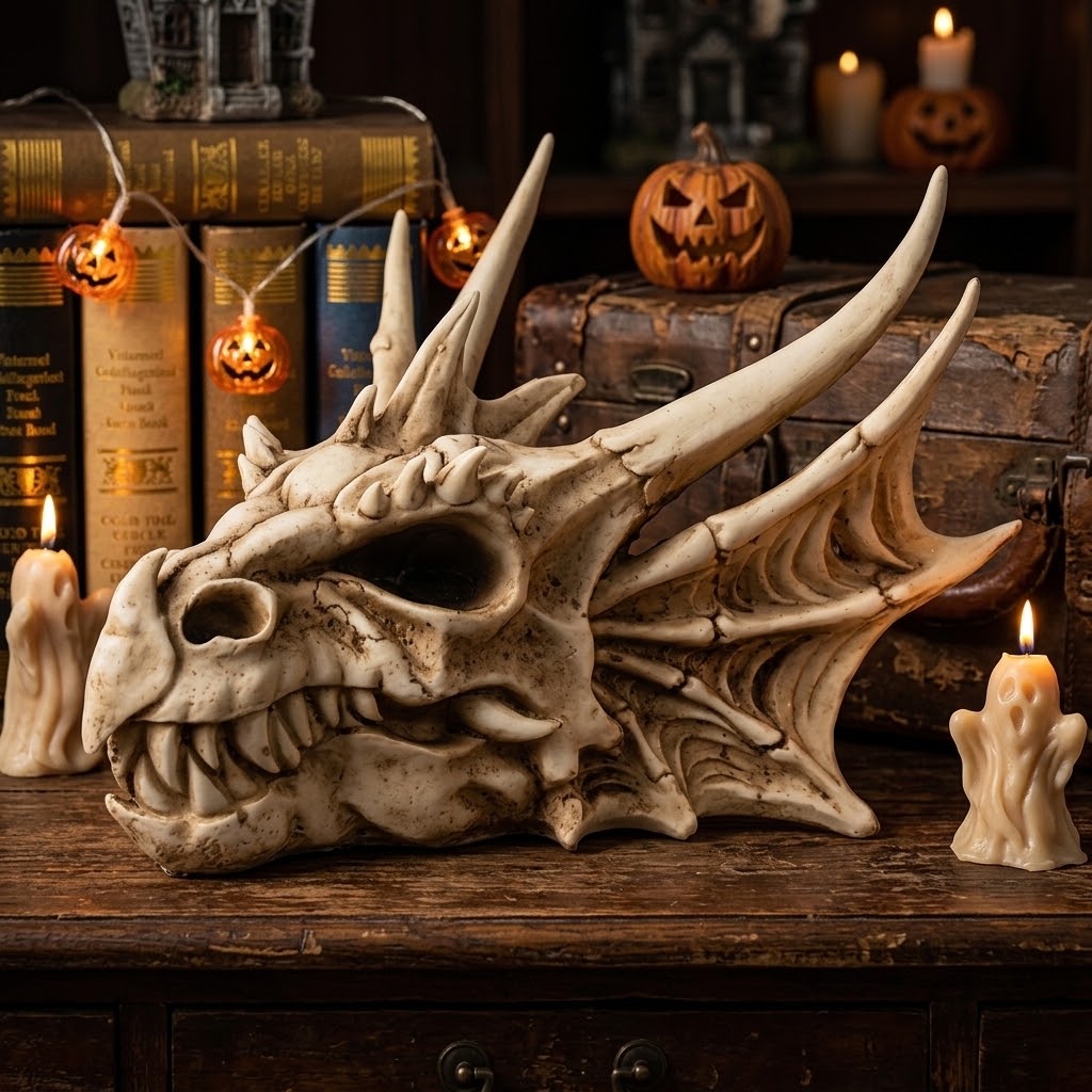 Gothic Dragon Skull – Masyvi kolekcinė drakono kaukolė (22.5x25 cm)